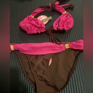 Sofia by ViX swimwear 2-piece set (reversible top) medium top & small bottom